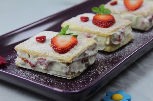 Hojaldres de mascarpone y fresas