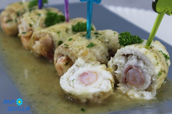 Popietas de lenguado rellenas de langostinos Ana Sevilla cocina tradicional