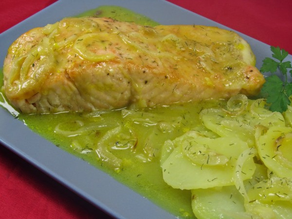 Salmón a la naranja olla GM.