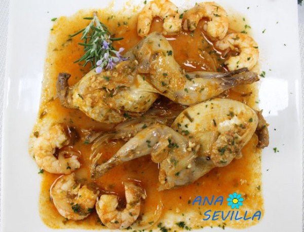 Codornices en salsa con langostinos olla GM