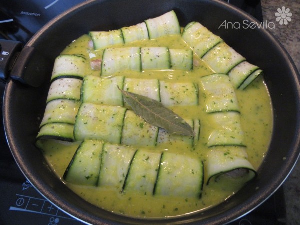 Canelones de calabacín y merluza