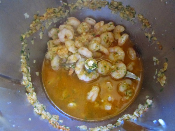 Tallarines con gambas al ajillo Thermomix