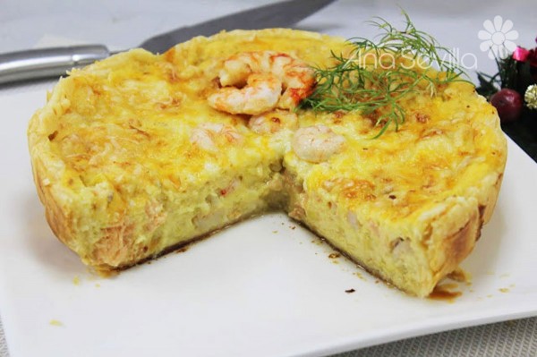 Quiche de gambas y salmón corte olla GM