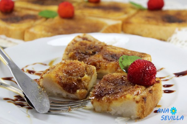 Torrijas borrachas de natillas expres con Thermomix