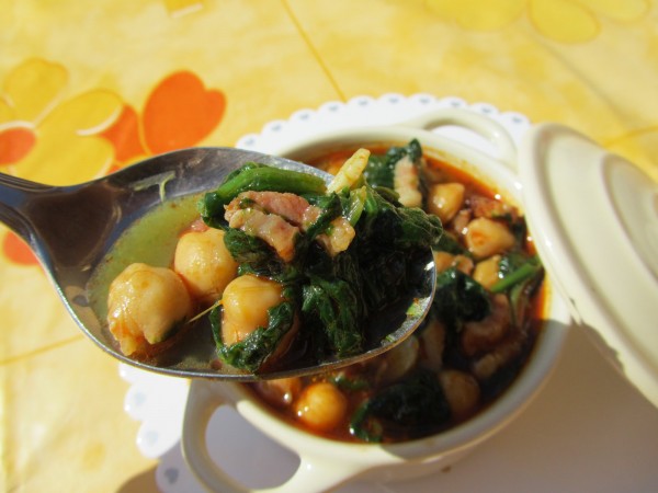 Espinacas con garbanzos con Thermomix