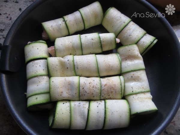 Canelones de calabacín y merluza