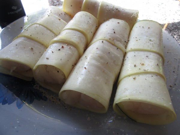 Canelones de calabacín y merluza Thermomix