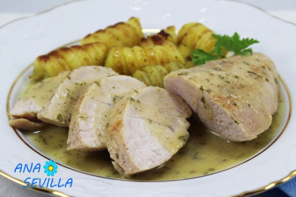 Solomillo de pavo en salsa de ajos Thermomix