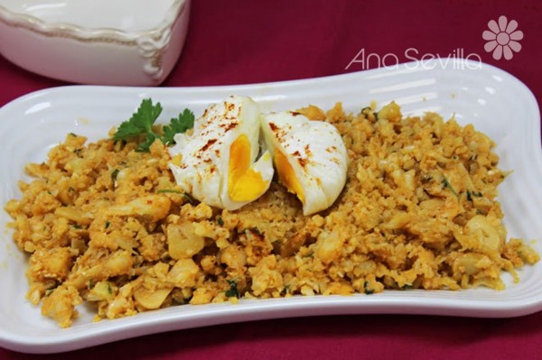 Migas de coliflor con bacalao Thermomix