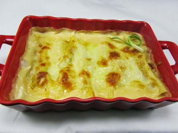 Canelones de merluza y langostinos Thermomix