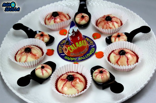 Ojos sangrientos de flan Ana Sevilla con Thermomix Halloween