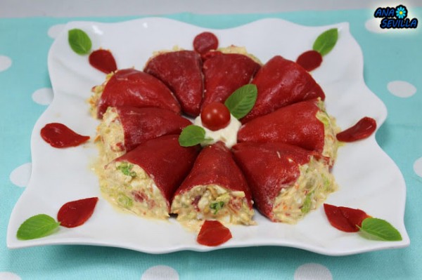 Pimientos rellenos del piquillo (Fríos) Ana Sevilla con Thermomix