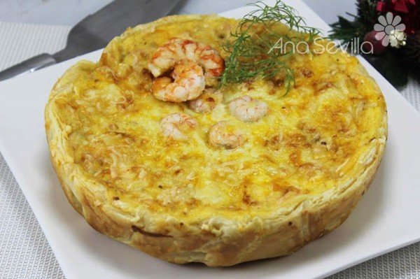 Quiche de gambas y salmón olla GM