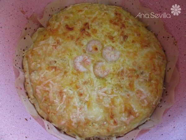 Quiche de gambas y salmón olla GM