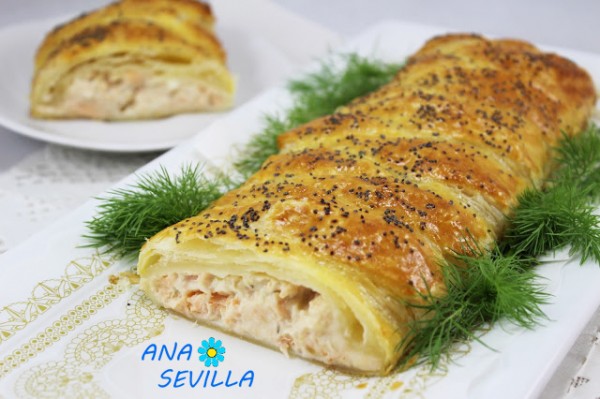 Trenza de hojaldre y salmón fresco cocina tradicional Ana Sevilla